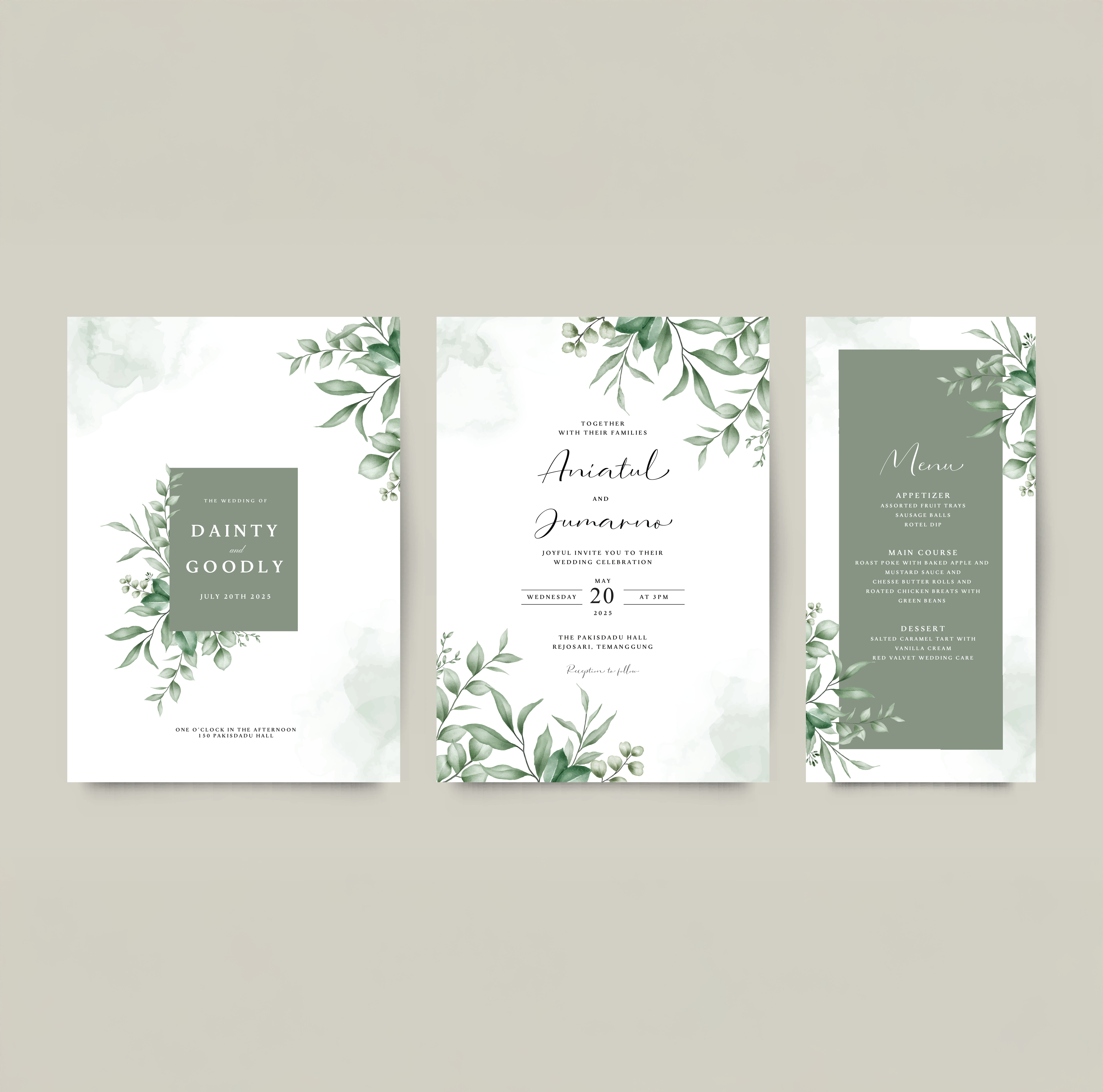 Einladungskarte zur Hochzeit mit Eukalyptus-Design